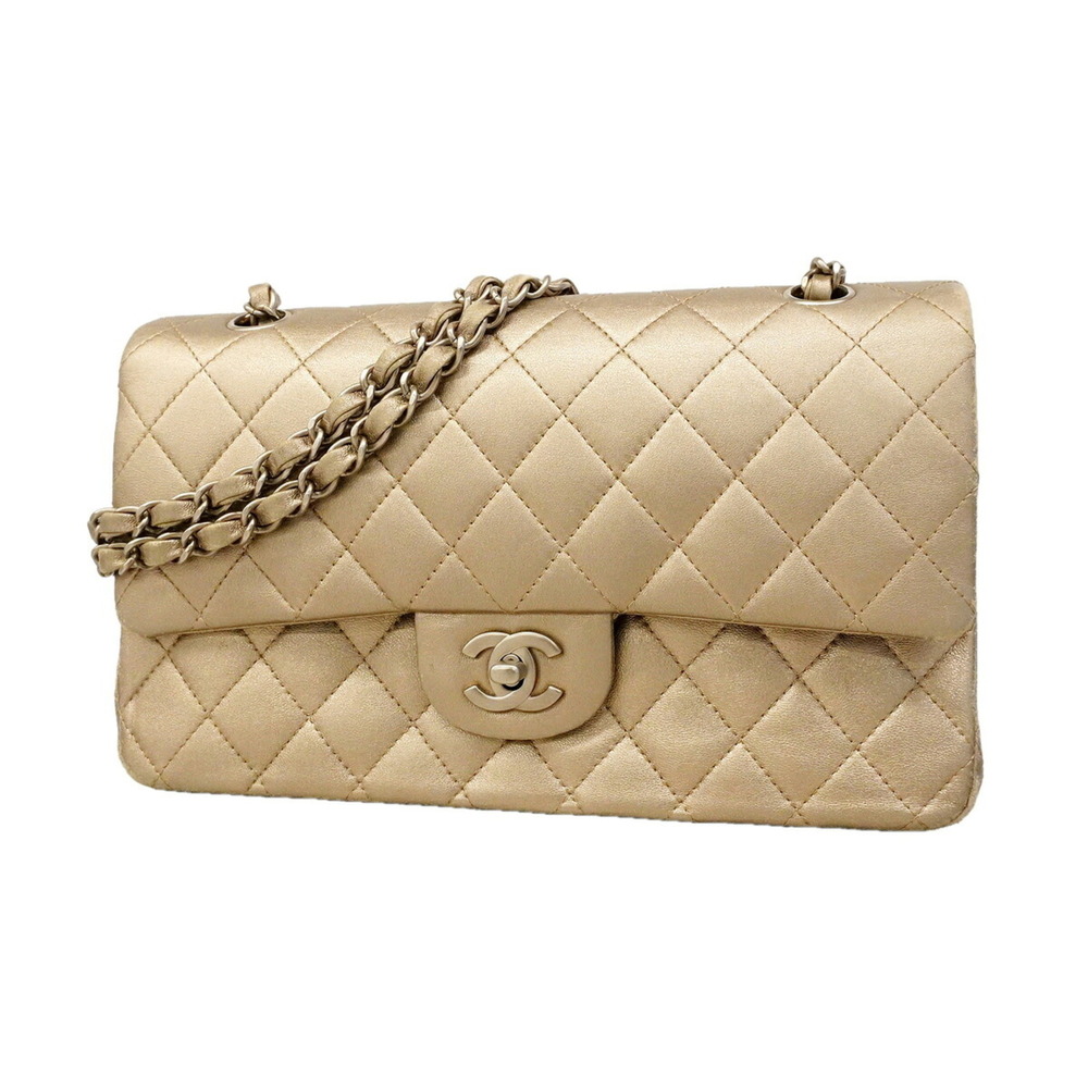 Chanel Matelassé Shoulder Bag, Double Flap, Chain, Lambskin, Champagne Gold, ...